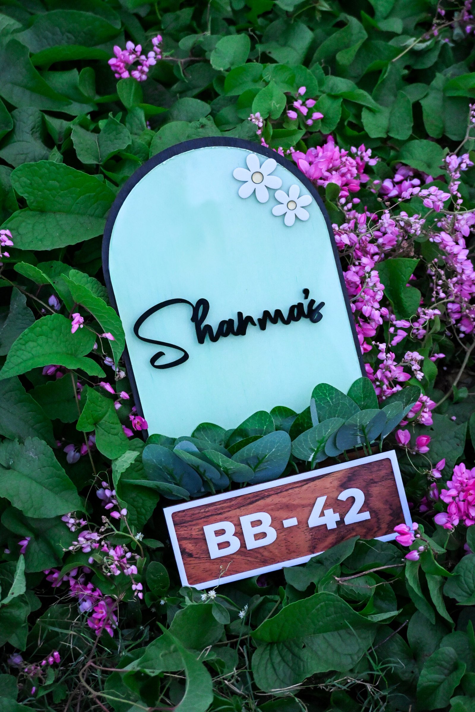 House Name Planter Maroon,Aqua Green,Lavender - Image 2