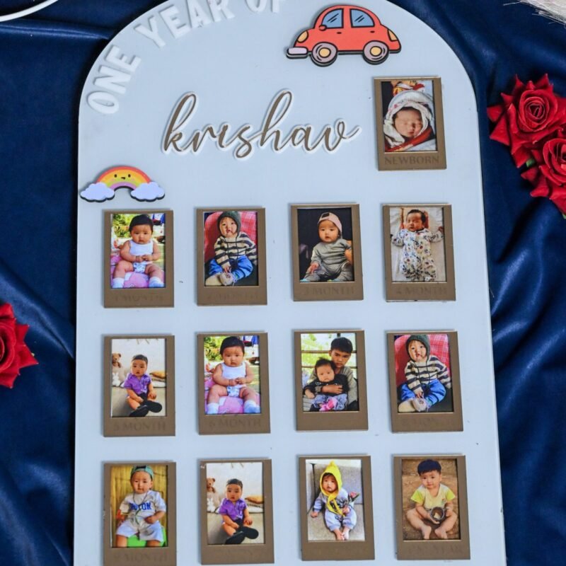 Arch Baby Photo Board Ice Blue,Beige,Maroon